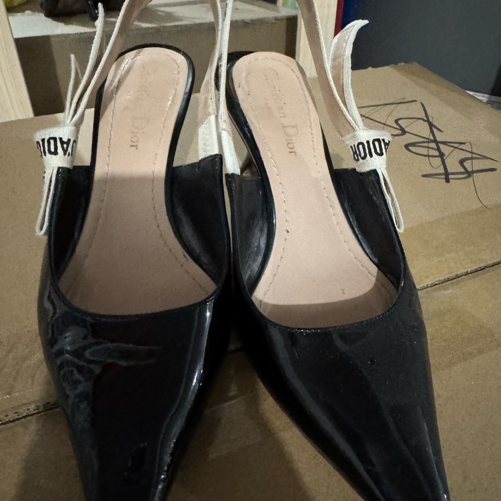 Dior J'Adior Slingback Black Patent Leather Slingback Heels pumps